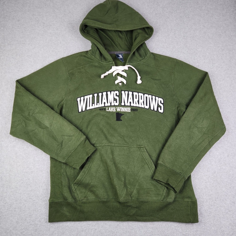 J America Hoodie Mens Large Green Williams Narrows Lake Winnie Lace Up Pullover